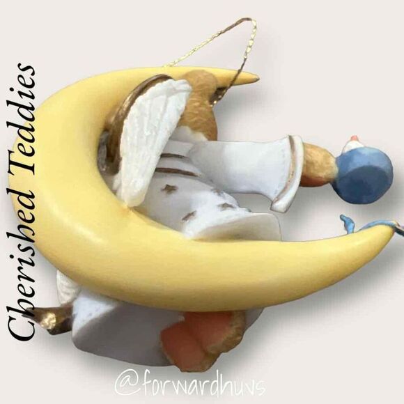 Enesco Cherished Teddies Hanging Ornament - "Angel Sitting on the Moon" - Picture 7 of 8